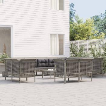 ARDEBO.de - 13-tlg. Garten-Lounge-Set mit Kissen Grau Poly Rattan