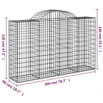 Gabionen mit Hochbogen 4 Stk. 200x50x120/140cm Verzinktes Eisen