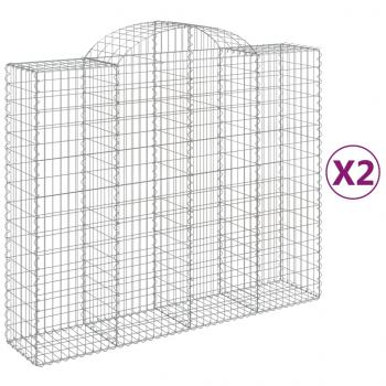 Gabionen mit Hochbogen 2 Stk. 200x50x160/180cm Verzinktes Eisen