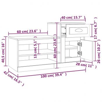 Schuhschrank Hochglanz-Weiß 100x42x60 cm Holzwerkstoff