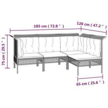 13-tlg. Garten-Lounge-Set mit Kissen Grau Poly Rattan