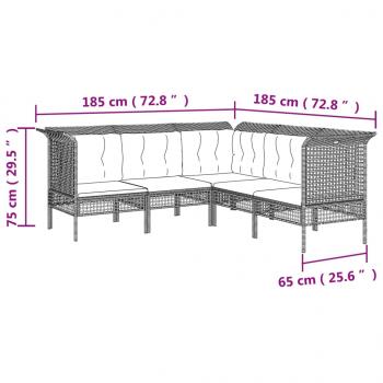 13-tlg. Garten-Lounge-Set mit Kissen Grau Poly Rattan