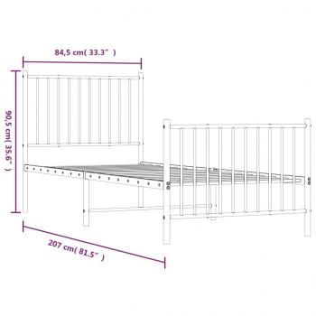 Bettgestell mit Kopf- und Fußteil Metall Schwarz 80x200 cm