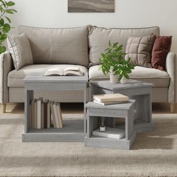 ARDEBO.de - Couchtische 3 Stk. Grau Sonoma Holzwerkstoff