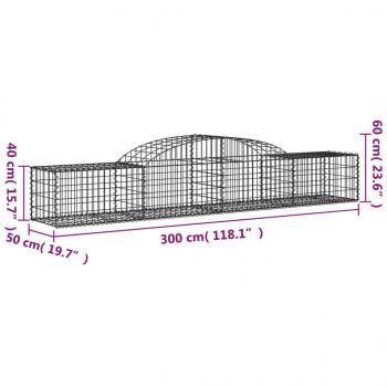 Gabionen mit Hochbogen 4 Stk. 300x50x40/60 cm Verzinktes Eisen