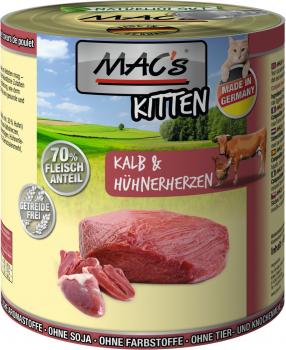 ARDEBO.de MACs Cat Kitten Kalb & Hühnerherzen 800g