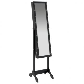 Standspiegel mit LED Schwarz 34x37x146 cm