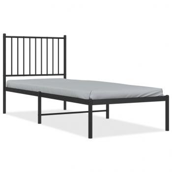 Bettgestell mit Kopfteil Metall Schwarz 75x190 cm