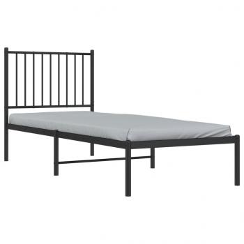 Bettgestell mit Kopfteil Metall Schwarz 75x190 cm