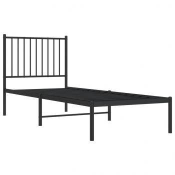 Bettgestell mit Kopfteil Metall Schwarz 75x190 cm