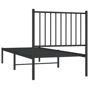 Bettgestell mit Kopfteil Metall Schwarz 75x190 cm