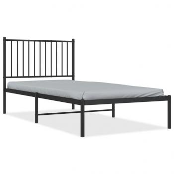 Bettgestell mit Kopfteil Metall Schwarz 90x190 cm