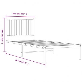 Bettgestell mit Kopfteil Metall Schwarz 80x200 cm