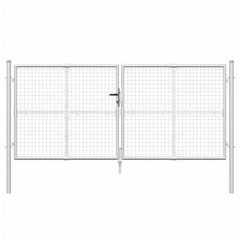 Mesh-Gartentor Silbern 300x175 cm Verzinkter Stahl