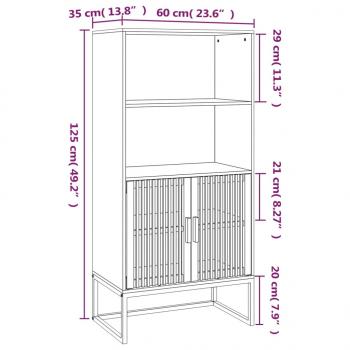 Highboard Weiß 60x35x125 cm Holzwerkstoff