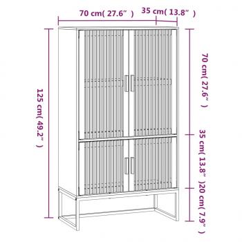 Highboard Weiß 70x35x125 cm Holzwerkstoff