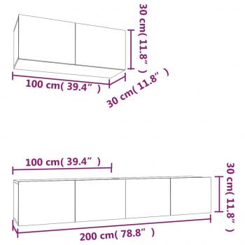 3-tlg. TV-Schrank-Set Schwarz Holzwerkstoff