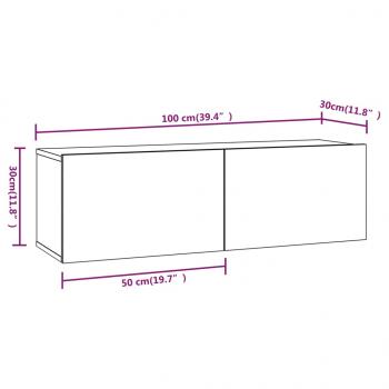 TV-Wandschränke 2 Stk. Schwarz 100x30x30 cm Holzwerkstoff