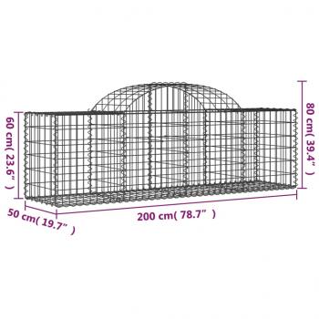 Gabionen mit Hochbogen 7 Stk. 200x50x60/80 cm Verzinktes Eisen