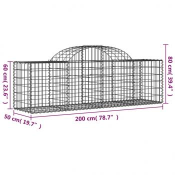 Gabionen mit Hochbogen 9 Stk. 200x50x60/80 cm Verzinktes Eisen