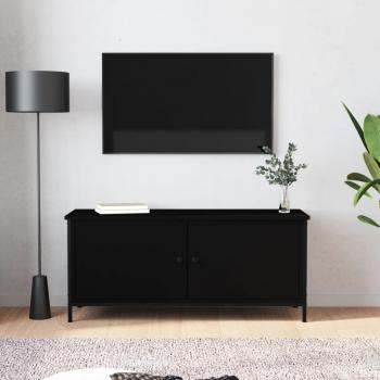 ARDEBO.de - TV-Schrank mit Türen Schwarz 102x35x45 cm Holzwerkstoff