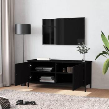 TV-Schrank mit Türen Schwarz 102x35x45 cm Holzwerkstoff