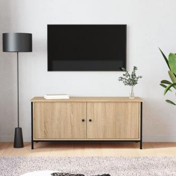 ARDEBO.de - TV-Schrank mit Türen Sonoma-Eiche 102x35x45 cm Holzwerkstoff