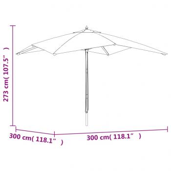 Sonnenschirm mit Holzmast Bordeauxrot 300x300x273 cm