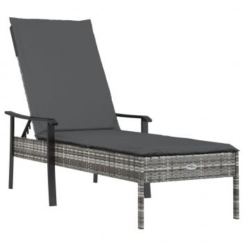 Sonnenliege mit Auflage Grau Poly Rattan