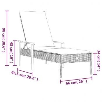 Sonnenliege mit Auflage Grau Poly Rattan