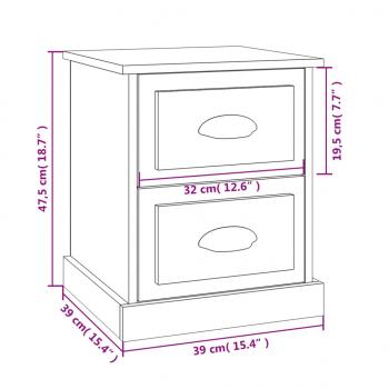 Nachttische 2 Stk. Betongrau 39x39x47,5 cm Holzwerkstoff