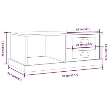 Couchtisch Hochglanz-Weiß 90x50x35 cm Holzwerkstoff