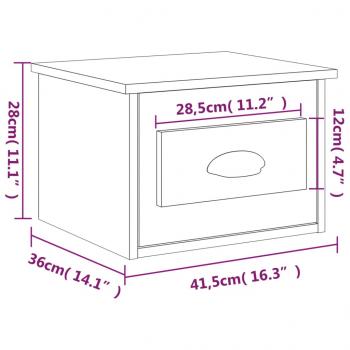 Wand-Nachttisch Grau Sonoma 41,5x36x28 cm