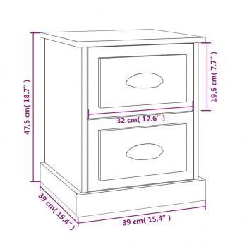 Nachttische 2 Stk. Grau Sonoma 39x39x47,5 cm Holzwerkstoff