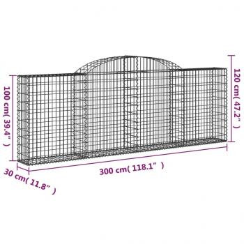 Gabionen mit Hochbogen 2 Stk. 300x30x100/120cm Verzinktes Eisen