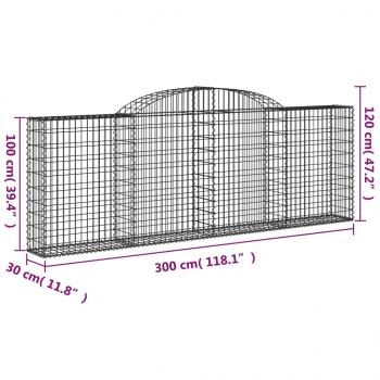 Gabionen mit Hochbogen 4 Stk. 300x30x100/120cm Verzinktes Eisen