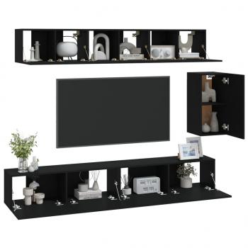 6-tlg. TV-Schrank-Set Schwarz Holzwerkstoff