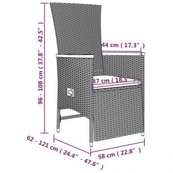 5-tlg. Garten-Essgruppe mit Kissen Grau Poly Rattan