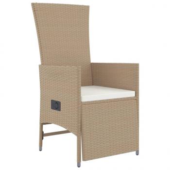 7-tlg. Garten-Essgruppe mit Kissen Beige Poly Rattan