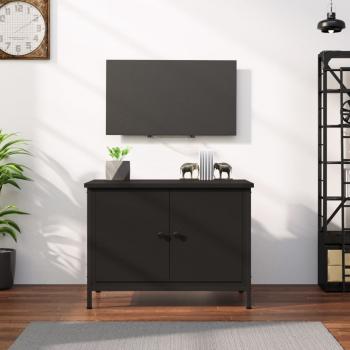 ARDEBO.de - TV-Schrank mit Türen Schwarz 60x35x45 cm Holzwerkstoff