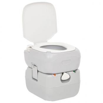 Camping-Toilette Tragbar Grau und Weiß 22+12 L HDPE