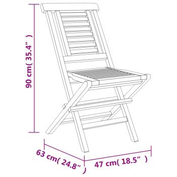 Gartenstühle 2 Stk. Klappbar 47x63x90 cm Massivholz Teak