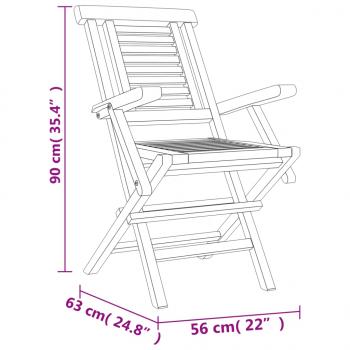 Gartenstühle 2 Stk. Klappbar 56x63x90 cm Massivholz Teak