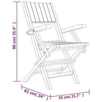 Gartenstühle 2 Stk. Klappbar 55x61x90 cm Massivholz Teak