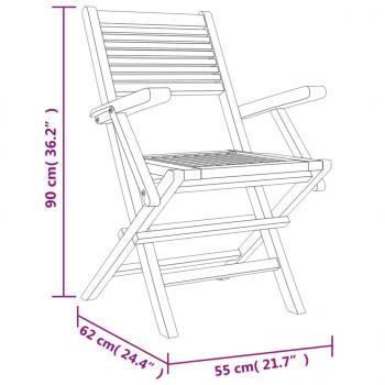 Gartenstühle 2 Stk. Klappbar 55x62x90 cm Massivholz Teak