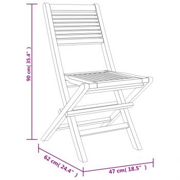 Gartenstühle 2 Stk. Klappbar 47x62x90 cm Massivholz Teak