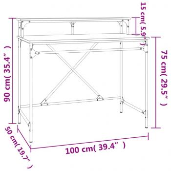 Schreibtisch Sonoma-Eiche 100x50x90 cm Holzwerkstoff und Eisen