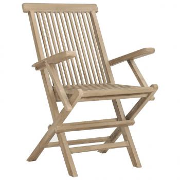 Gartenstühle 2 Stk. Klappbar Grau 56x61x89 cm Massivholz Teak