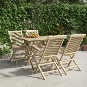 ARDEBO.de - 5-tlg. Garten-Essgruppe Grau Massivholz Teak