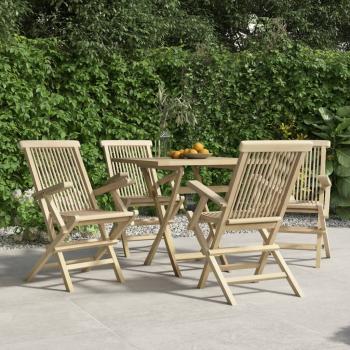 ARDEBO.de - Gartenstühle 4 Stk. Klappbar Grau 56x61x89 cm Massivholz Teak